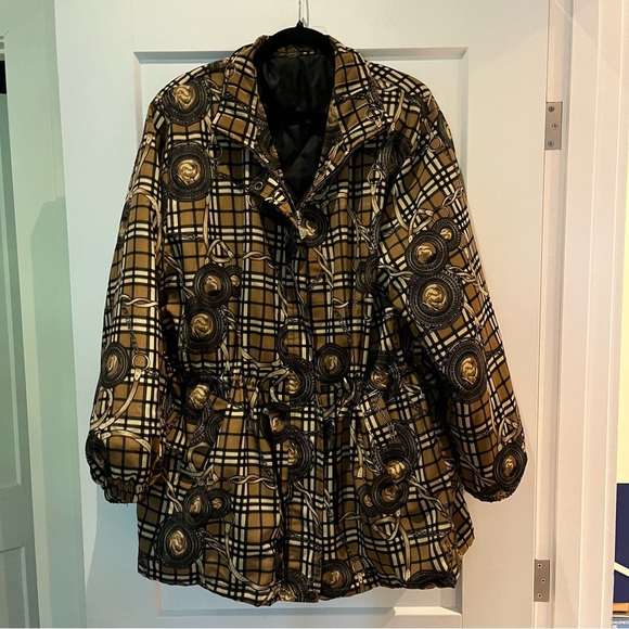 Vintage '90s Y2K Plaid Chain Print Relaxed Fit Equestrian Jacket - Picture 9 of 11